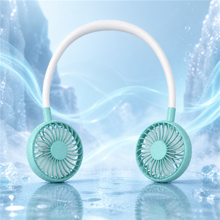 Wearable neck fan with icy cooling airflow
